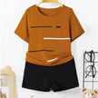 Striped Printed Round Neck Pullover T-shirt Shorts Suit