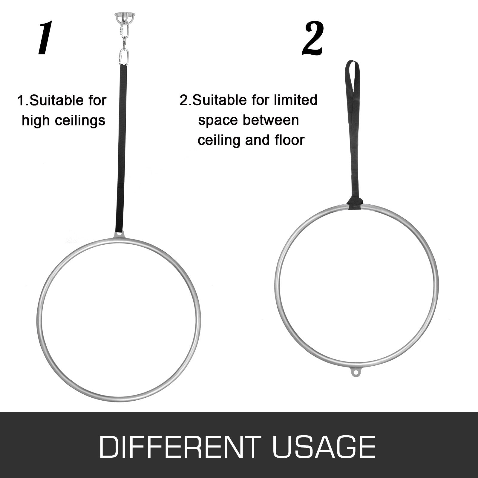 VEVOR womens Single Point Aerial Equipment Yoga Hoop for Aerial Dancing Yoga training, Sliver, 2.8ft 85cm Dia US
