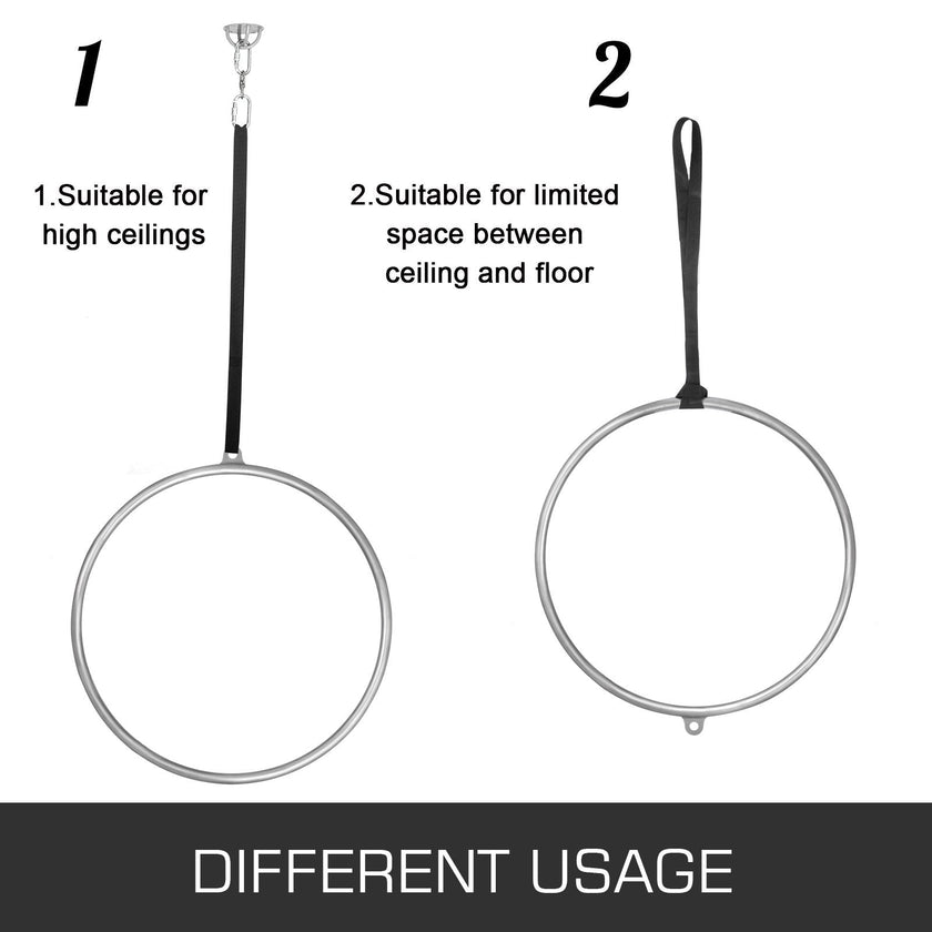 VEVOR womens Single Point Aerial Equipment Yoga Hoop for Aerial Dancing Yoga training, Sliver, 2.8ft 85cm Dia US