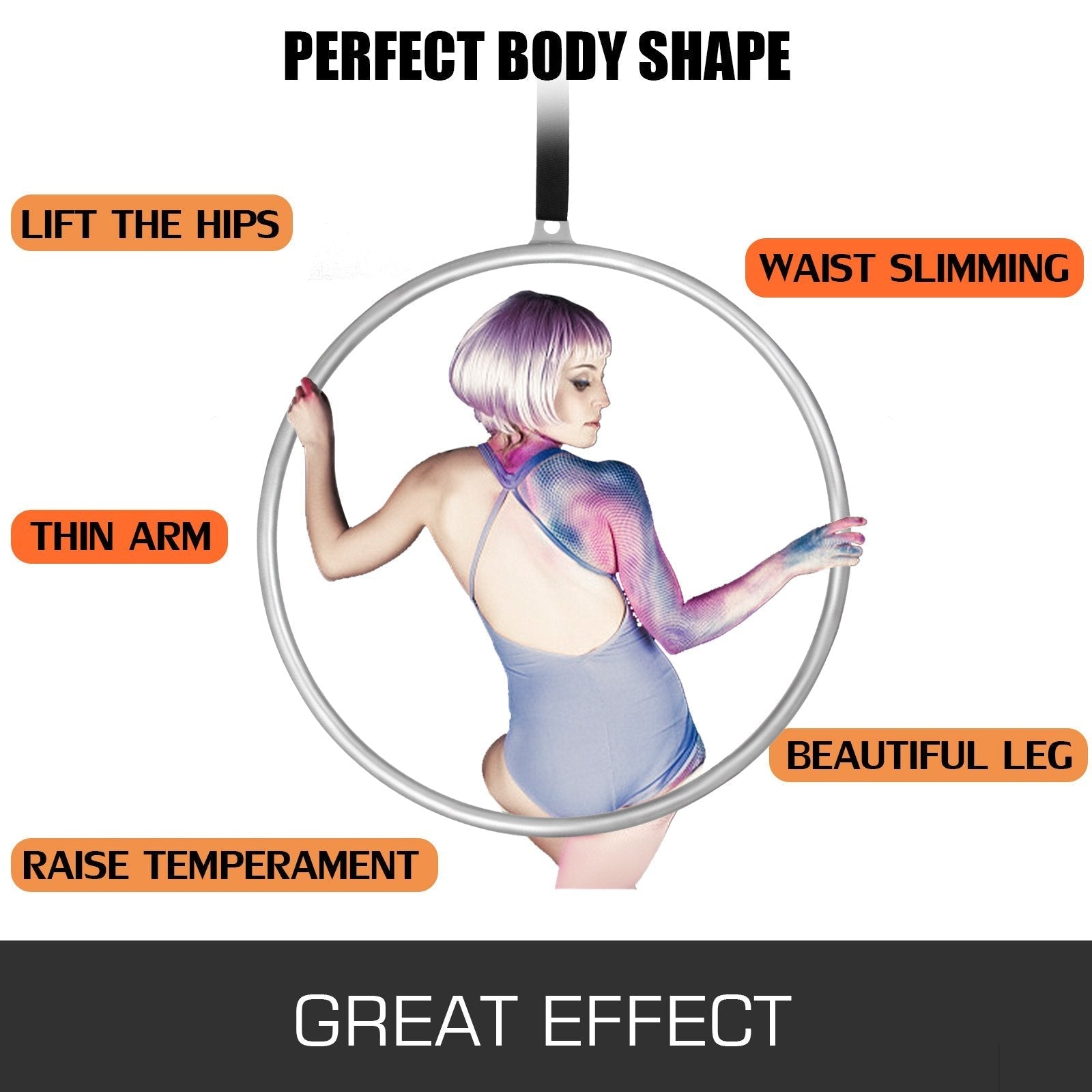 VEVOR womens Single Point Aerial Equipment Yoga Hoop for Aerial Dancing Yoga training, Sliver, 2.8ft 85cm Dia US