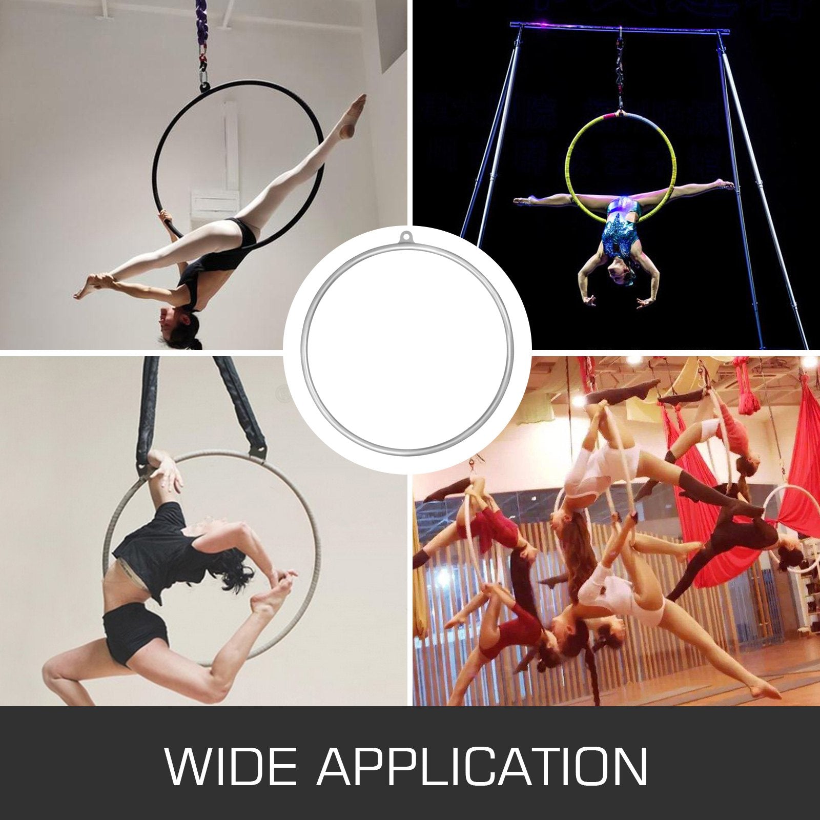 VEVOR womens Single Point Aerial Equipment Yoga Hoop for Aerial Dancing Yoga training, Sliver, 2.8ft 85cm Dia US