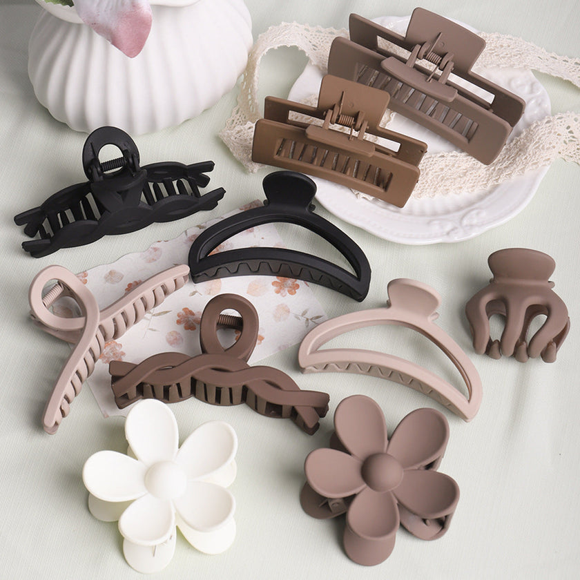 Coffee Series Hair Barrette Combination Set – Plastic Resin Hair Clips for Women
