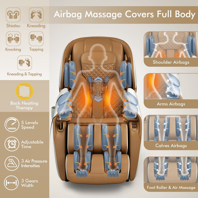 PREORDER-Demo unit - COSTWAY - JL10003WL - Relaxacare Special Buy-Full Body Zero Gravity L-Track Massage Chair Recliner With Voice Control