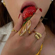 Design Sense Minority Simple 18K Gold Stainless Steel Double Layer Snake Shape Ring for Women
