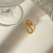 Design Sense Minority Simple 18K Gold Stainless Steel Double Layer Snake Shape Ring for Women