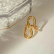 Design Sense Minority Simple 18K Gold Stainless Steel Double Layer Snake Shape Ring for Women