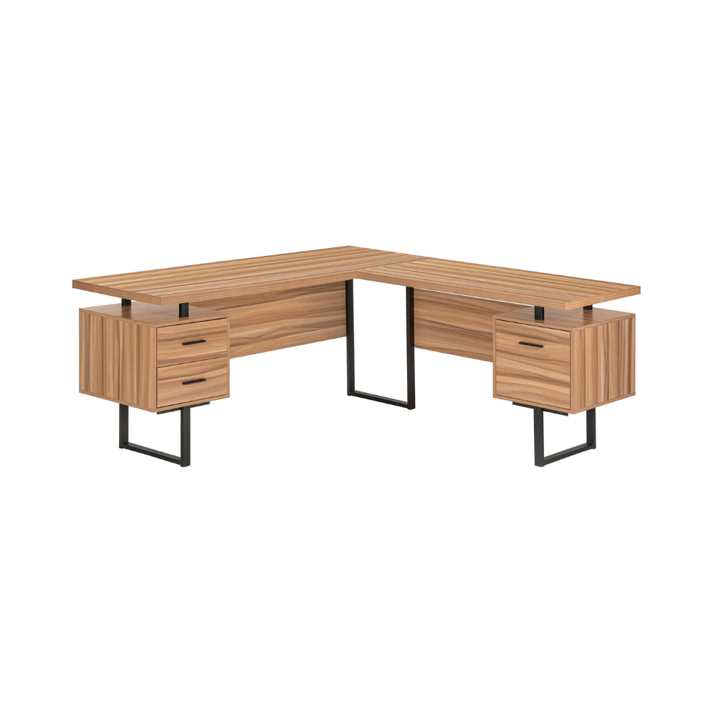 Bureau de coin en L extra-large avec rangement de Monarch– fini bois clair (I7612)