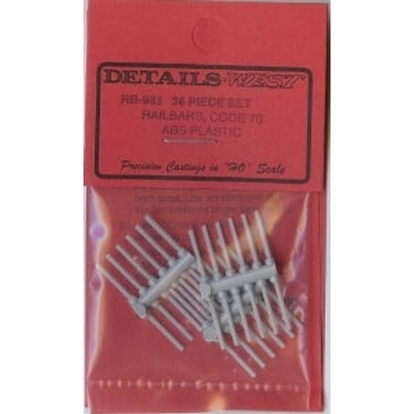 Details West RB-933 HO Code 70 Railbars 4 & 6 Bolt ABS Plastic Pkg of 36 NIB