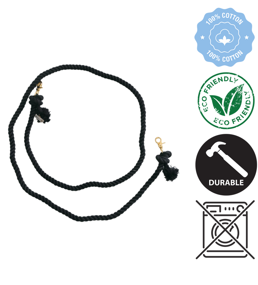 Dexypaws - Hands Free Cotton Rope Dog Leash Black