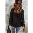 Long Sleeve Jeans Jacket Loose Fit Mid-Length Black