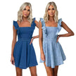 Women's Fashion Casual Denim Mini flared Dress