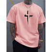 Street-style Mens Casual Loose-fit Cross-print Creative Sports Short-sleeve Top