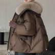 Women Cotton-padded Down Jacket Fur Collar Thick Puffer Winter Coat