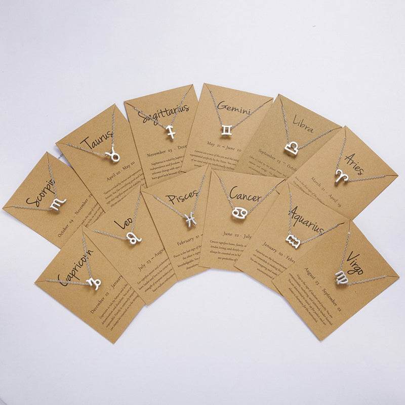 12 Zodiac Sign Necklaces With Gift Card Constellations Pendant Necklace Jewelry