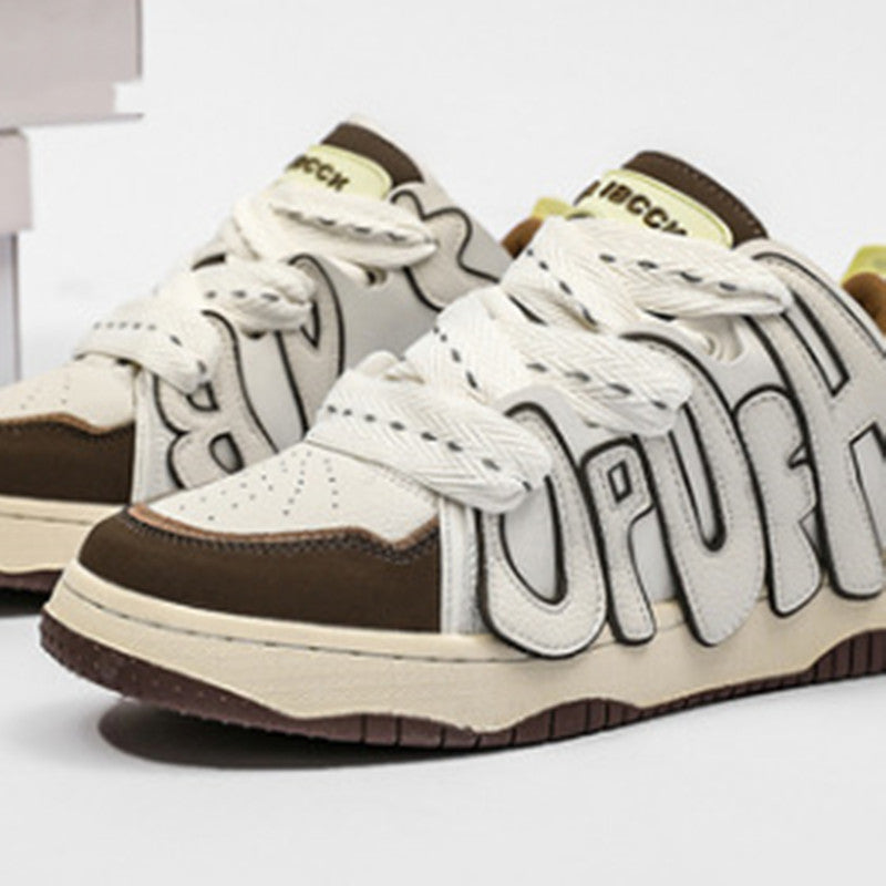 Men's & Women's Retro Thick Sole Leather Sneakers – Alphabet Sports Shoes