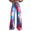 Women's 3D Printed Flared Denim Jeans – Graphic Print Wide Leg Jeans