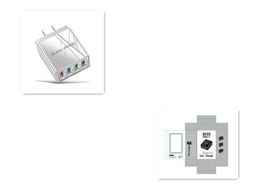 4-Port USB Wall Charger with Quick Charge 3.0 – EU, UK & US Plug | Multi-Colour