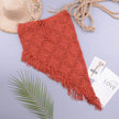European And American Women's See Through Hollow Knitted tassel fringe Slant Beach Skirt
