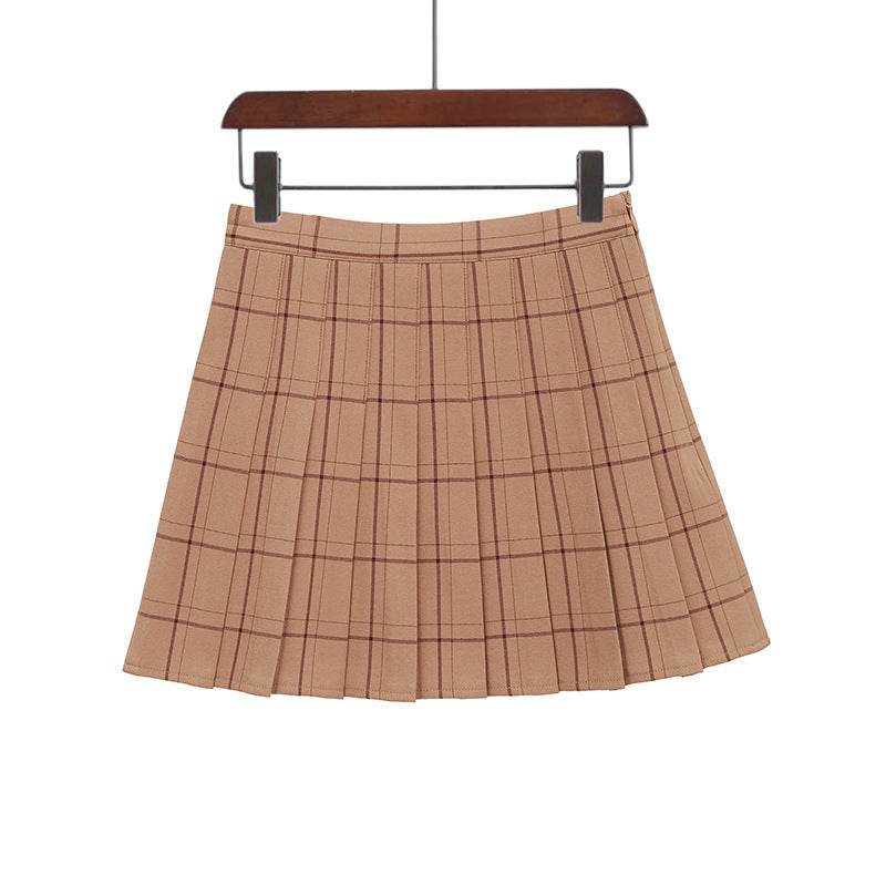 Mini Plaid Pleated High Waist Skirt A- Line Skirt