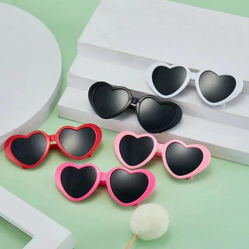 Heart-Shaped Pet Sunglasses – Cute Cat & Dog Costume Accessory