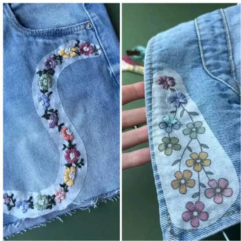 50pcs Water Soluble Stick and Stitch Embroidery Patterns stickers for Clothes