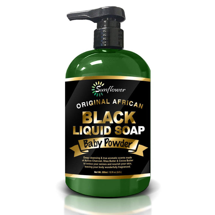 DIFEEL Liquid African Black Soap - Baby Powder 12 oz.