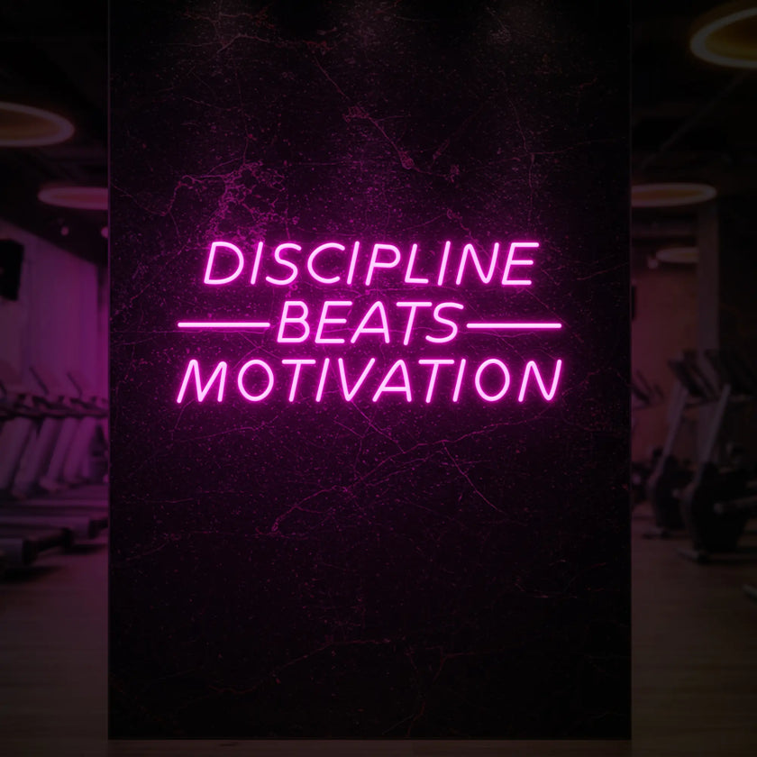 DISCIPLINE BEATS MOTIVATION Neon Sign