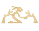 DIY Figurine Wood Dog Ornament Sculpture Home Decoration A Man A Dog Wood Sculpture Christmas Gifts Model Decor