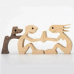 DIY Figurine Wood Dog Ornament Sculpture Home Decoration A Man A Dog Wood Sculpture Christmas Gifts Model Decor