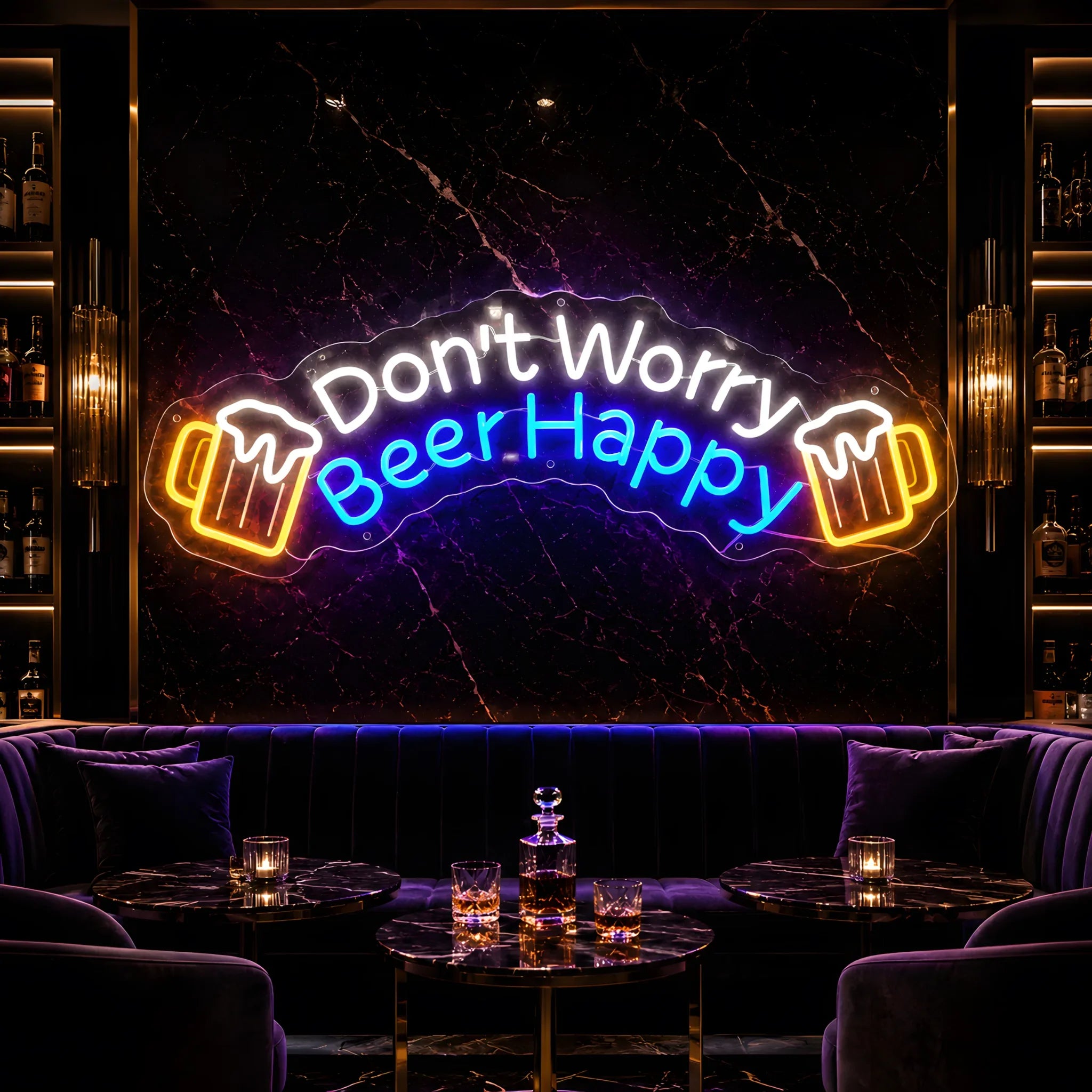 Don't Worry Beer Happy Neon Sign