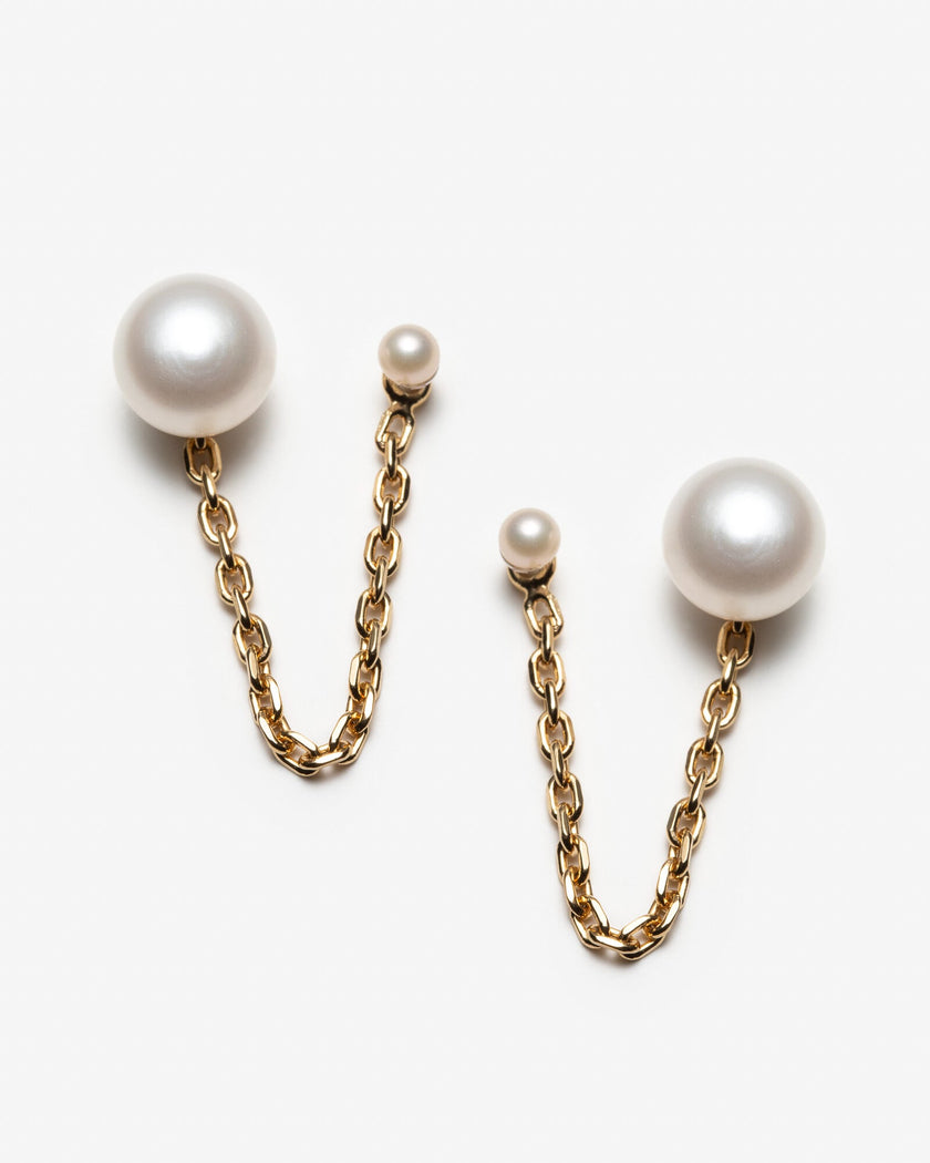 Étonnante - Boucles d'oreilles double trou avec perles et chaine