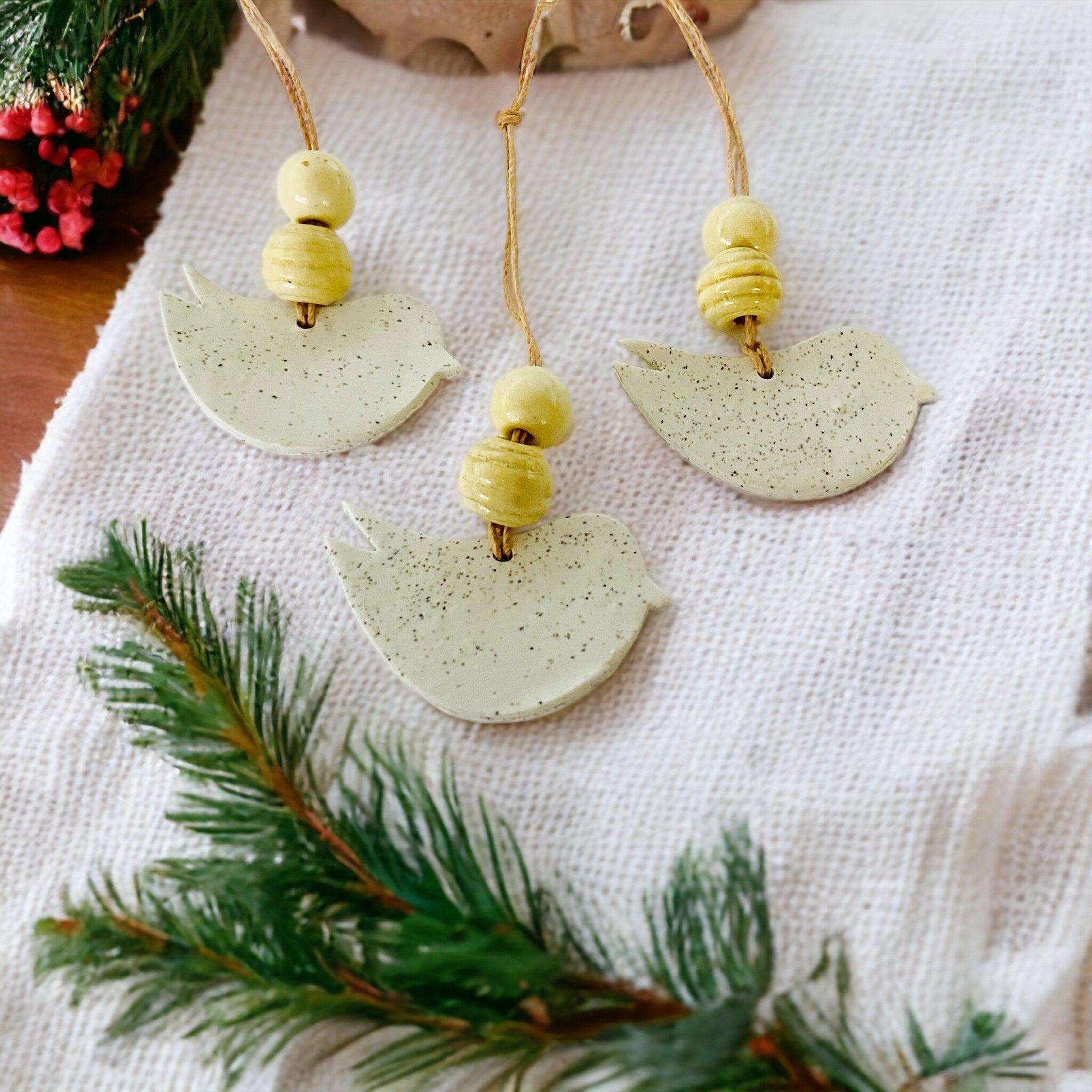 Dove Christmas Ornament Handmade from Clay & Nova Scotia Beach Sand
