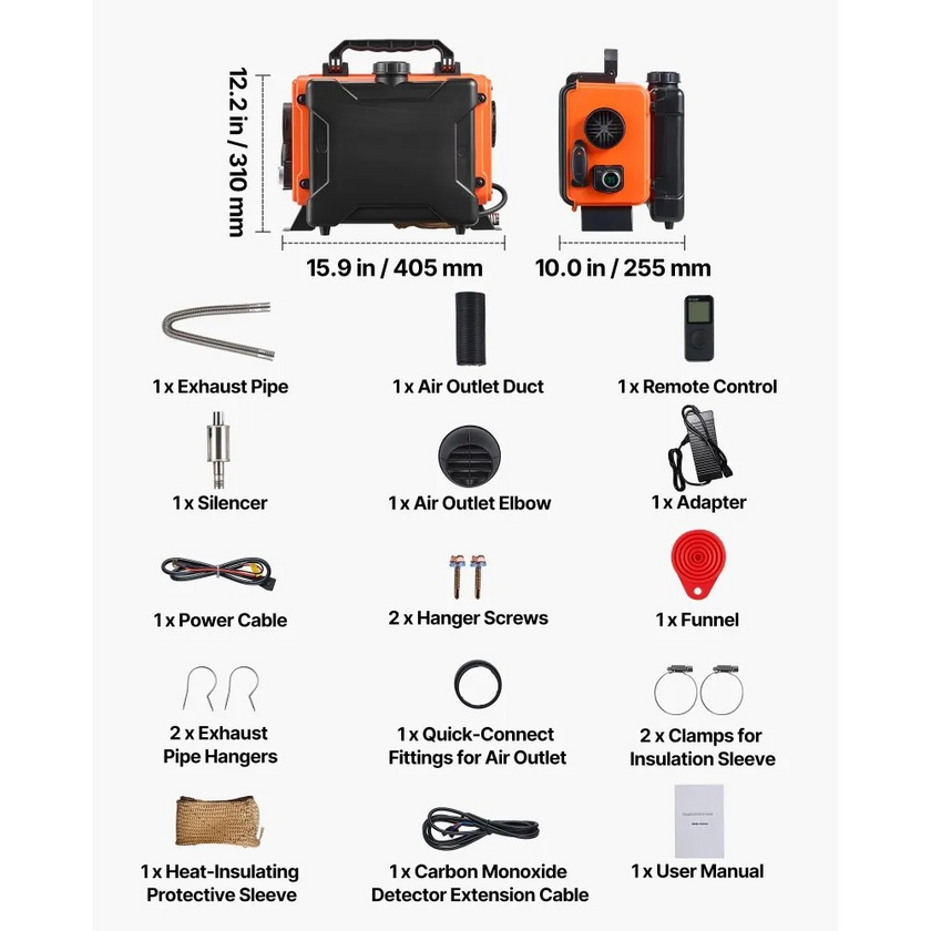 8KW Diesel Air Heater, 12V/24V All-in-One Portable Parking Heater with Remote Control and LCD Screen
