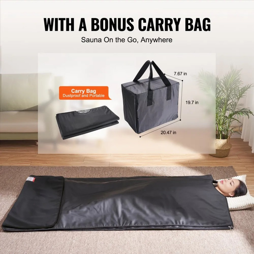 Portable Far Infrared Sauna Blanket for Home, Adjustable Heat and Timer, 75 x 35 in