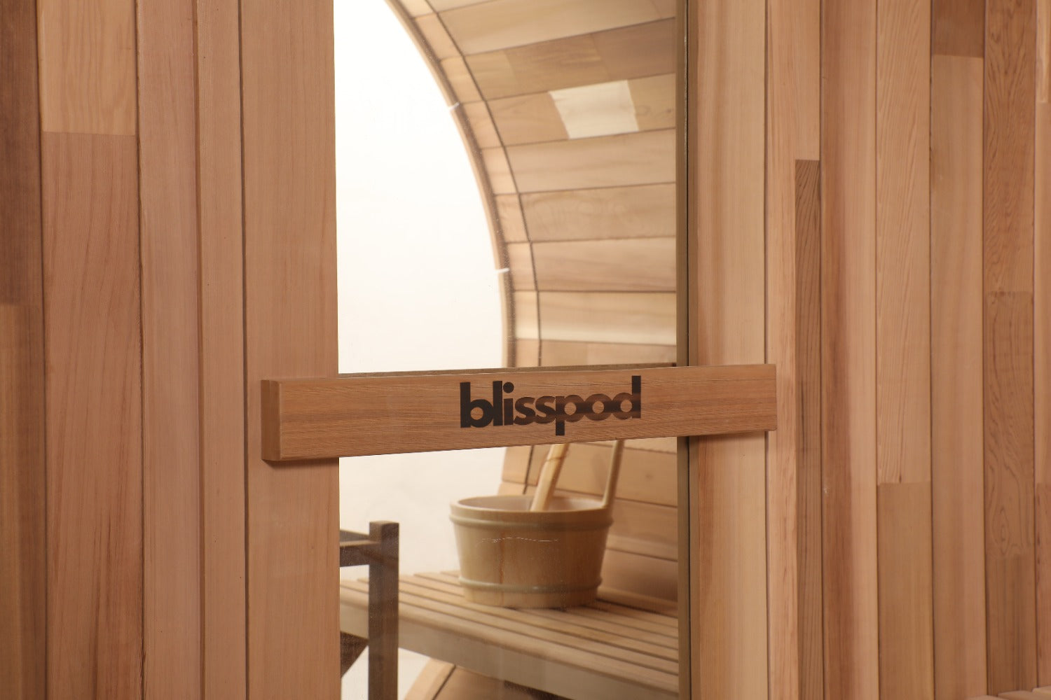 Blisspod | Prague | Canadian Red Cedar Outdoor Steam Barell Sauna | Full Glass Back | 70.87