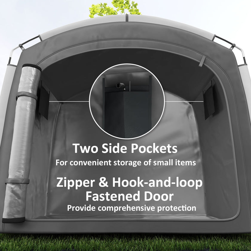 Outsunny Bike Storage Shed Tent, Portable and Waterproof with 210D Oxford Fabric and Carry Bag for 3-4 Bicycles, Dark Grey