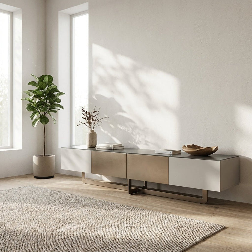 Drammen Brushed Metal Media Console