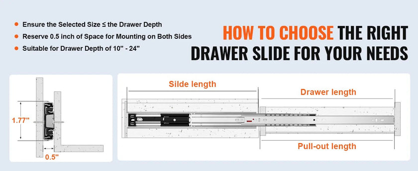 6 Pairs of 22 Inch Drawer Slides Side Mount Rails, Heavy Duty Full Extension Steel Track, Soft-Close Noiseless Guide Glides Cabinet Kitchen Runners with Ball Bearing, 100 Lbs Load Capacity