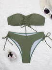 Drawstring Design Tube Bikini Summer Solid Color Charming Swimsuit For Beach Party Womens Clothing