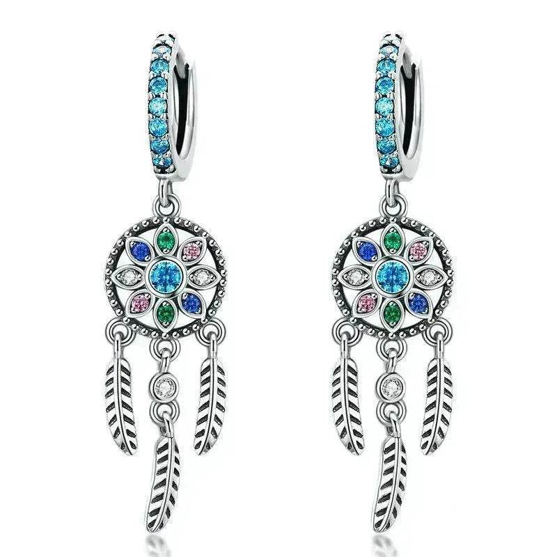 Dream Catcher Dangle Drop Butterfly Chandelier Earrings