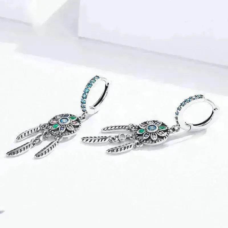 Dream Catcher Dangle Drop Butterfly Chandelier Earrings