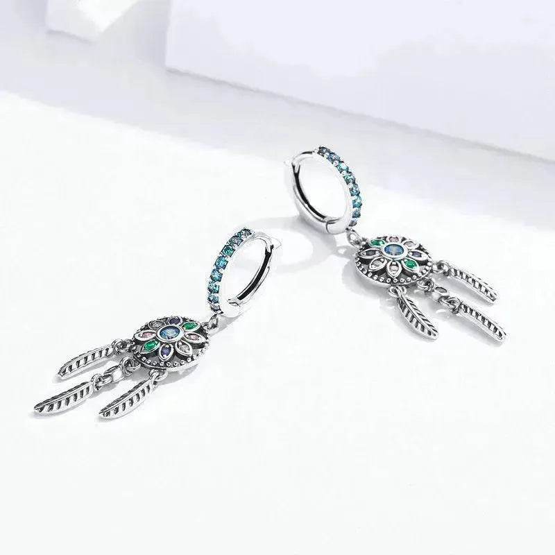 Dream Catcher Dangle Drop Butterfly Chandelier Earrings