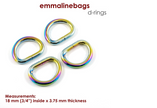 Emmaline Bags - D-Rings Iridescent Rainbow Finish (4 pack) -  3/4