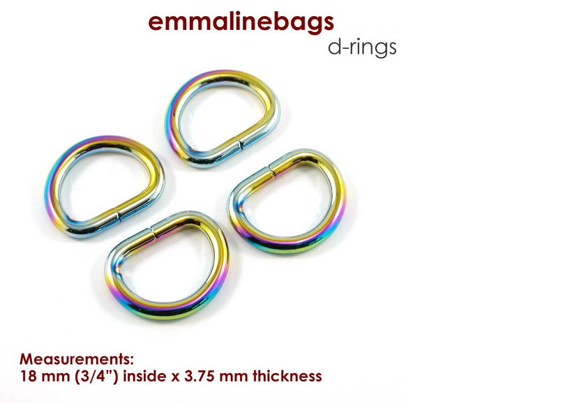 Emmaline Bags - D-Rings Iridescent Rainbow Finish (4 pack) -  3/4