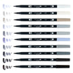 Tombow - Dual Brush Pen Art Markers: Greyscale - 10-Pack