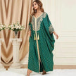 Dubai Turkey Arab Green Gilding Batwing Sleeve Bow Tie Stitching Middle East Popular Plus Size Tassel Split Dress