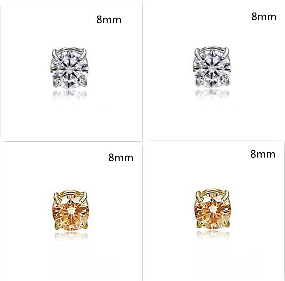 Unisex Zircon Magnetic Ear Clip – No Piercing Rhinestone Stud Earring in 6mm & 8mm