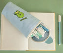 Kawaii Cartoon Canvas Pencil Case – Cute Round Pencil Bag for Kids & Students