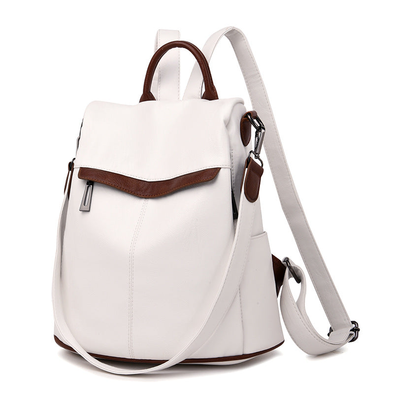 Women's PU Leather Fashion Backpack – Soft Anti-Theft Convertible Bag | Black, Beige, Blue
