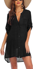 Women's Linen Beach Shirt Dress – Lightweight Sun Protection Cover-Up (S–3XL, 5 Colors)
